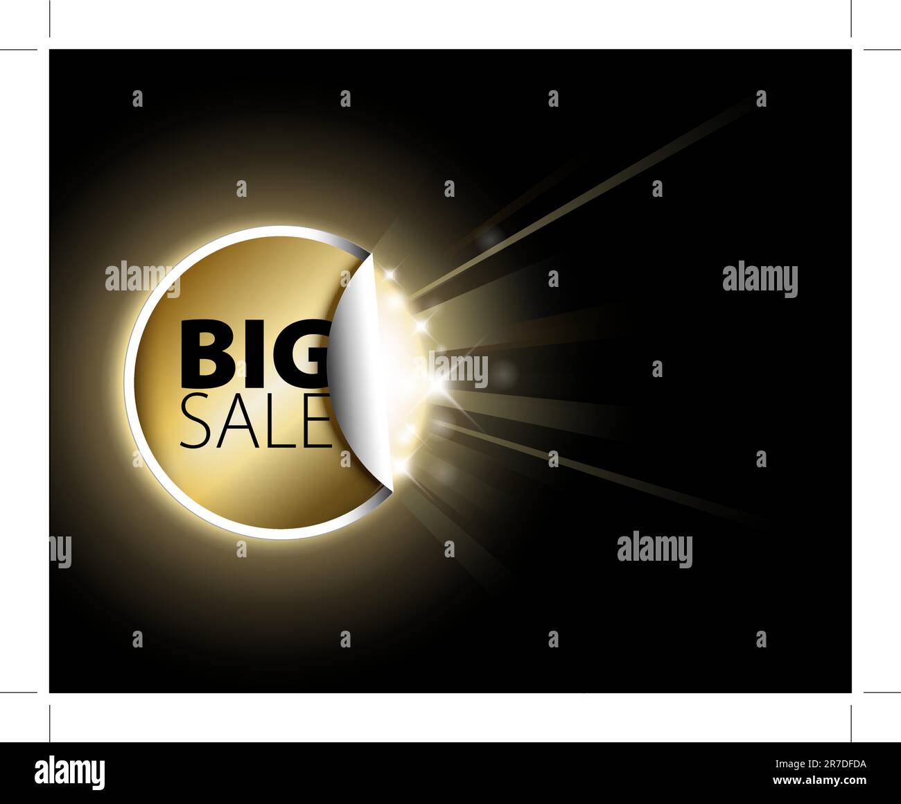 Big golden sale label with surprise Stock Vector