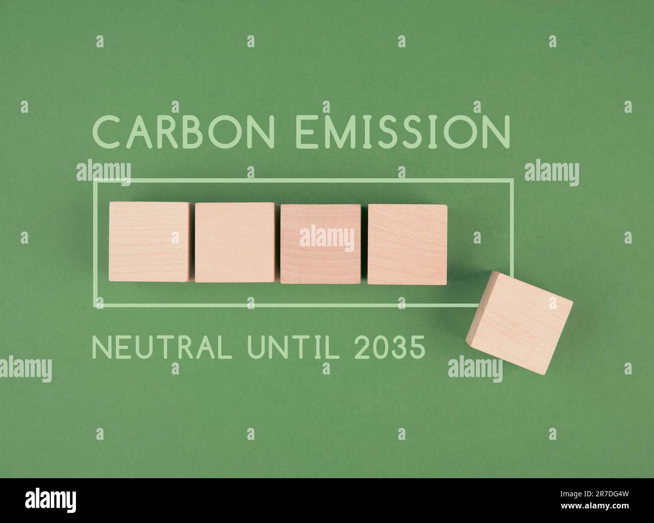 Carbon emission neutral until 2035, loading bar for green energy, CO2 reduce footprint, sustainable renewable electricity , environment protection Stock Photo