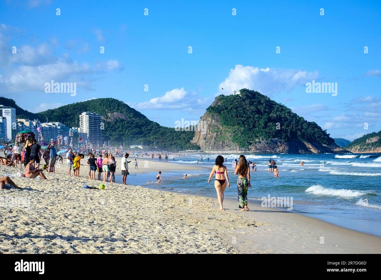 Rio de Janeiro, Brazil - May 25, 2023: People gather on Copacabana ...