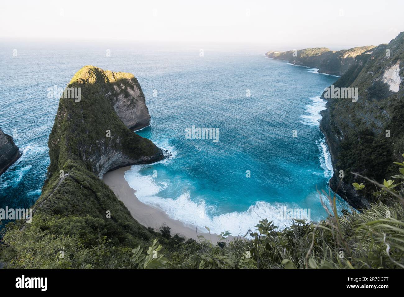 A Beautiful View of Kelingking Beach at Nusa Penida, Bali Indonesia Stock Photo