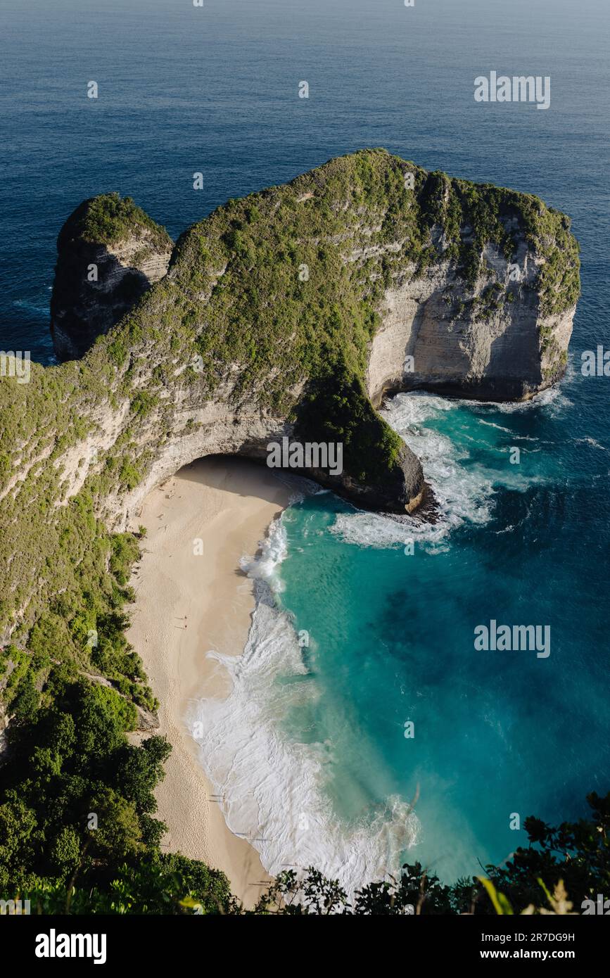A Beautiful View of Kelingking Beach at Nusa Penida, Bali Indonesia Stock Photo