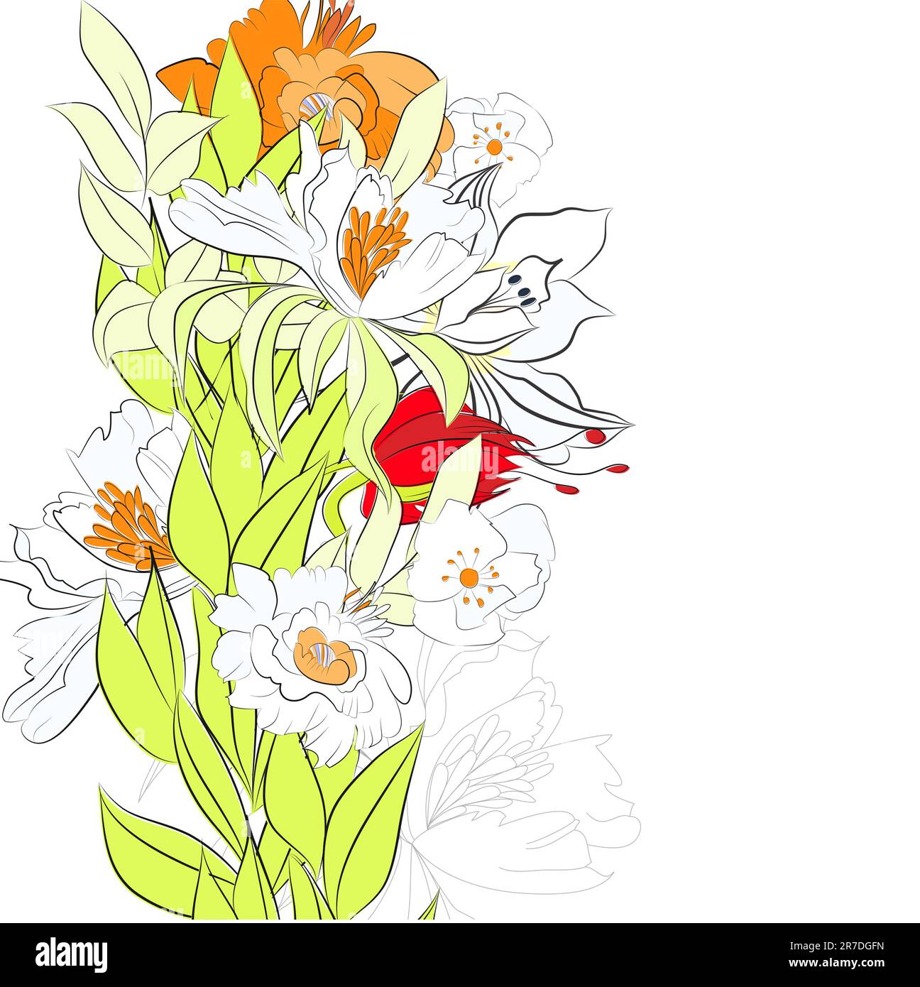 Template for card with summer flowers Stock Vector Image & Art - Alamy