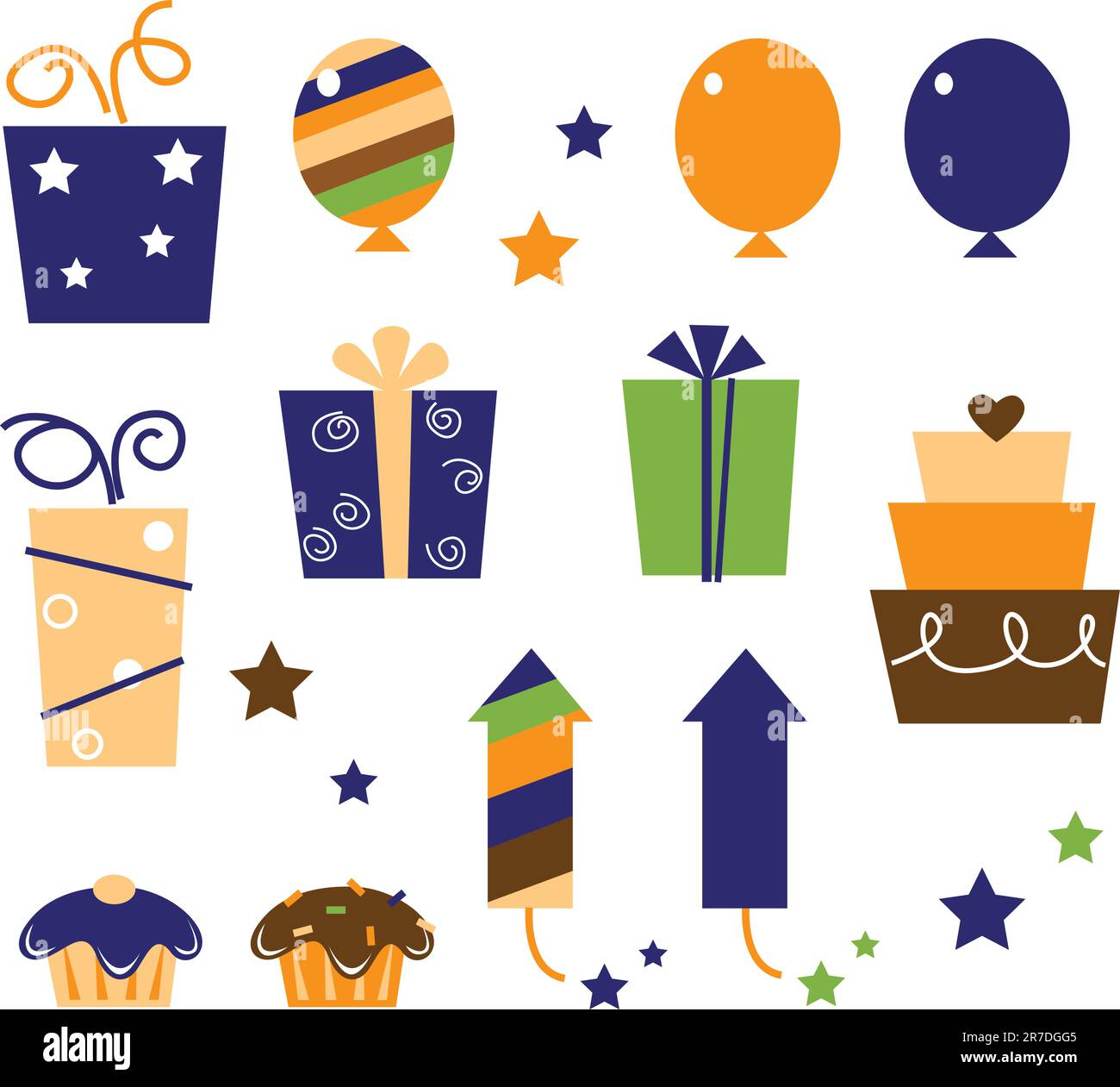 Icons and design elements for party celebration. Vector Illustration. Stock Vector