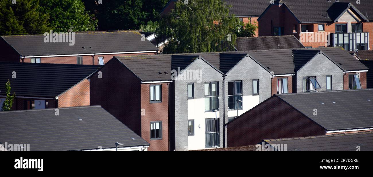 A high level view of the roofs of terraced houses in Ardwick district