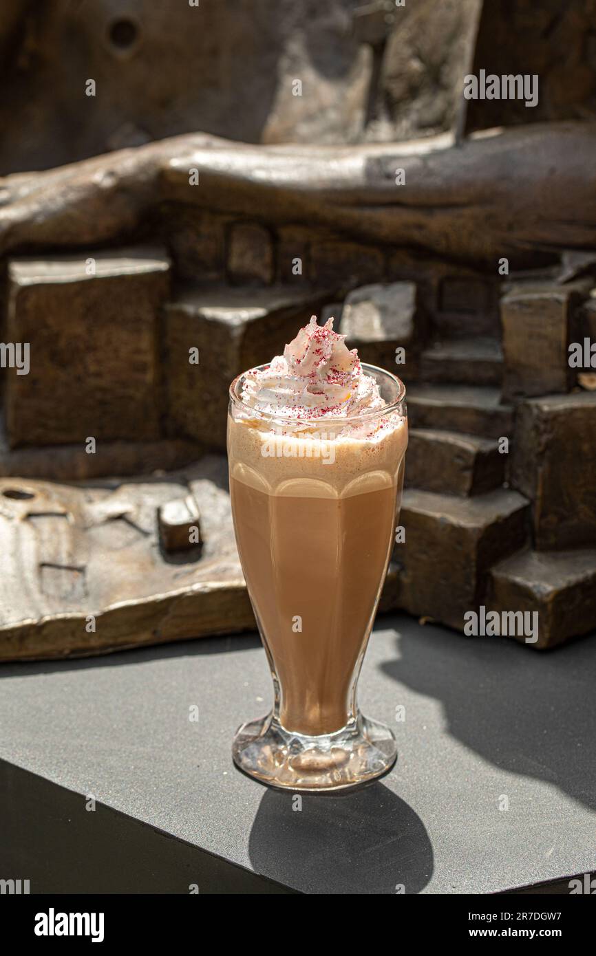 Portion of sweet frappe with whipped cream Stock Photo