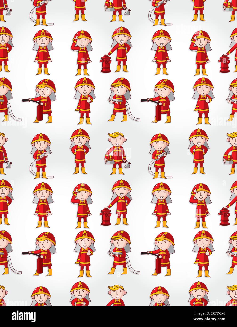cartoon Fireman seamless pattern Stock Vector