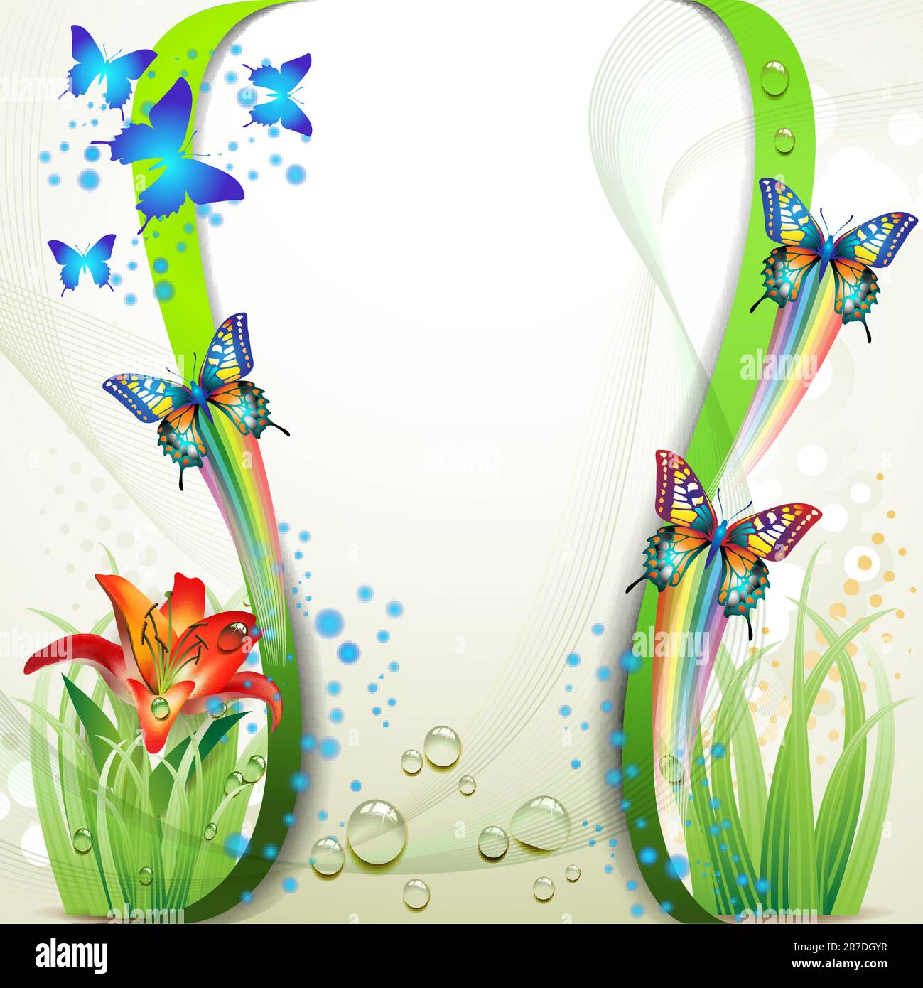 Colorful background with butterfly and flowers Stock Vector Image & Art ...
