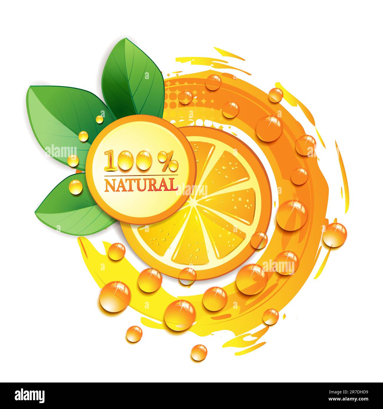 Slices orange with leaf isolated on white background Stock Vector Image ...