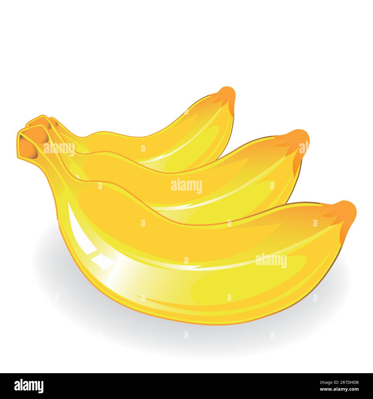 Three vector banana icon. Food bunch. Tropical fruit illustration. Stock Vector