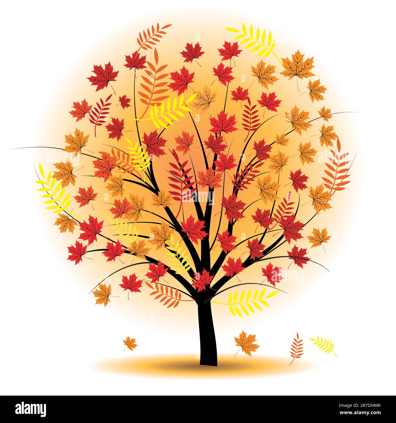 Beautiful autumn tree. Design element. Fall illustration. Stock Vector