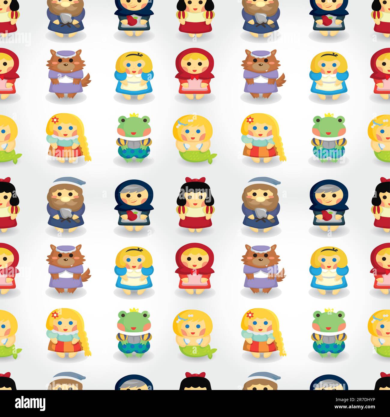 cartoon story people seamless pattern Stock Vector