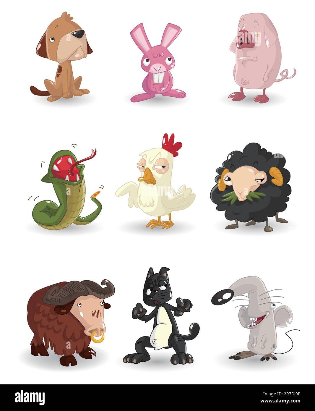 cartoon animal icons set Stock Vector Image & Art - Alamy