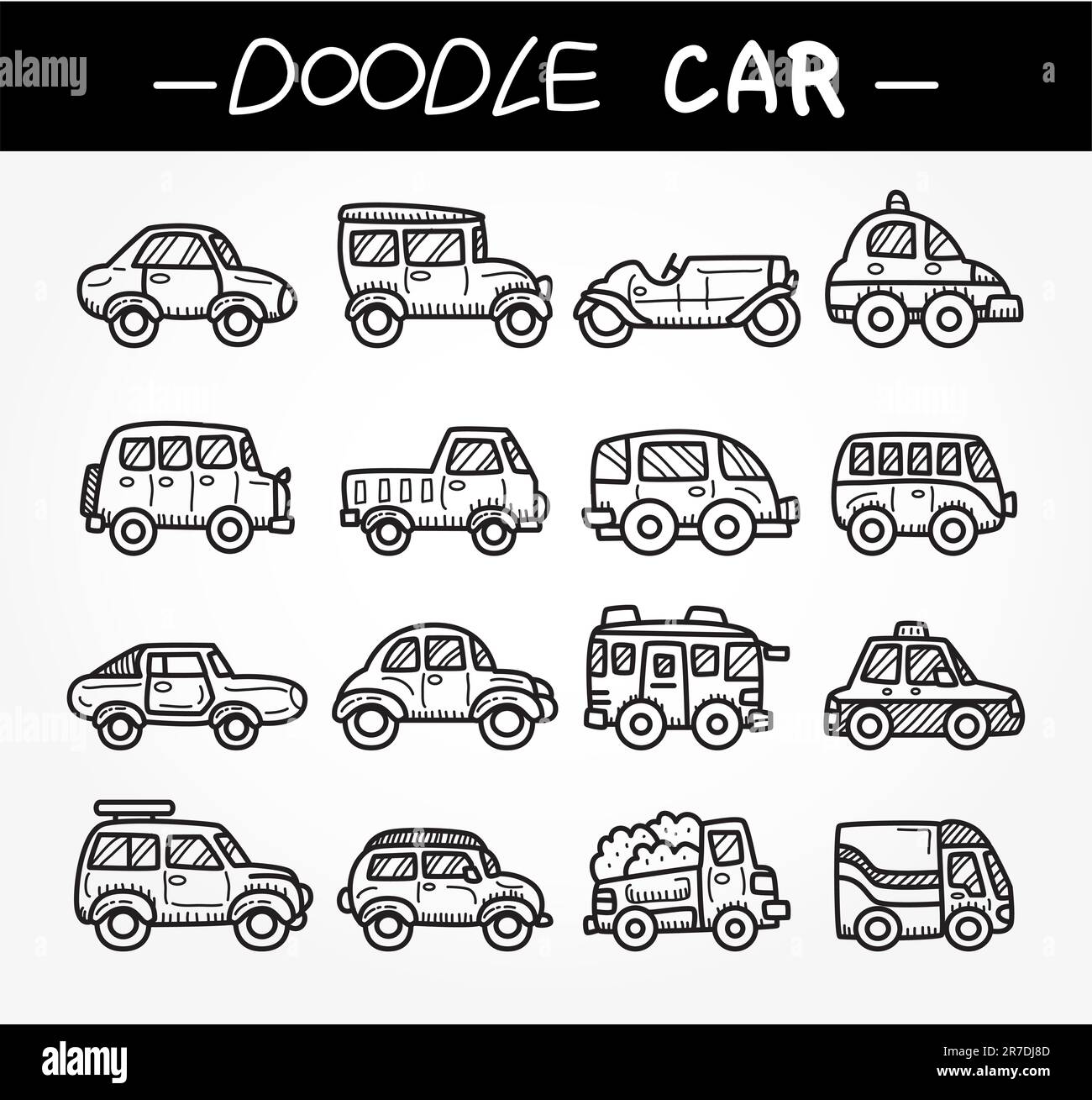 doodle cartoon car icon set Stock Vector Image & Art - Alamy