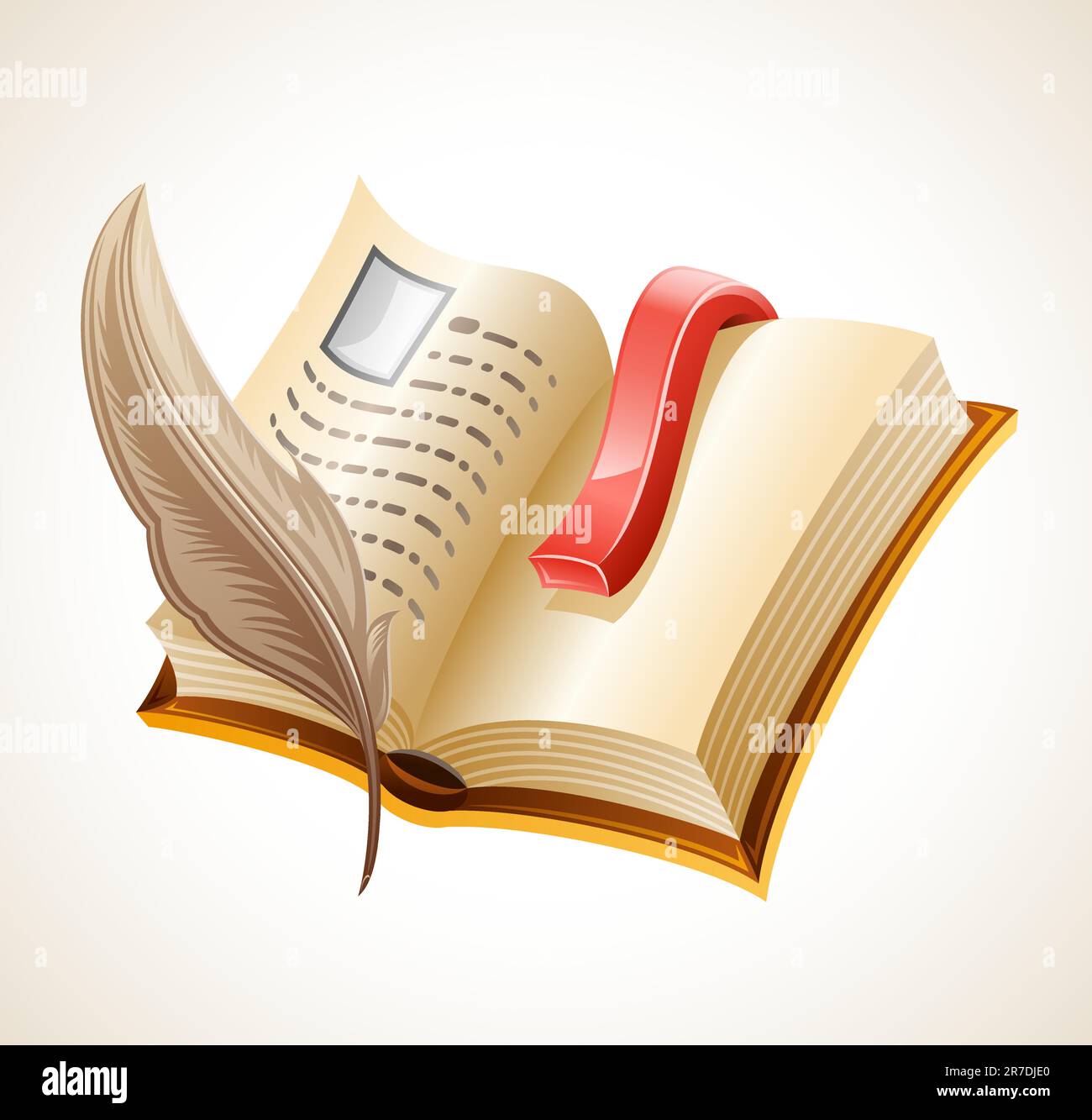 Open book and quill. Isolated on white background Stock Vector Image ...