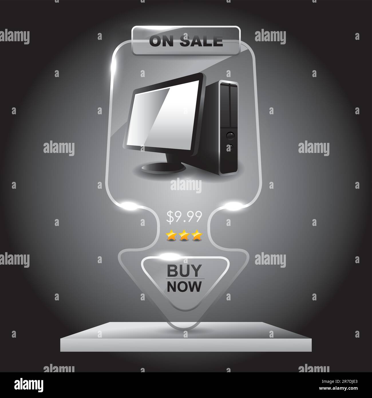 Transparent glass computer sale banner,Marketing illustration Stock
