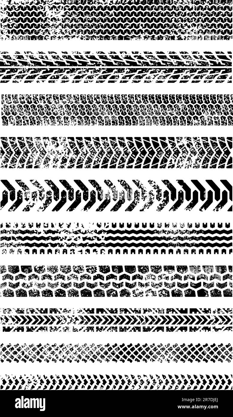 Set of Ten high quality grunge tire tracks, many type of tires included