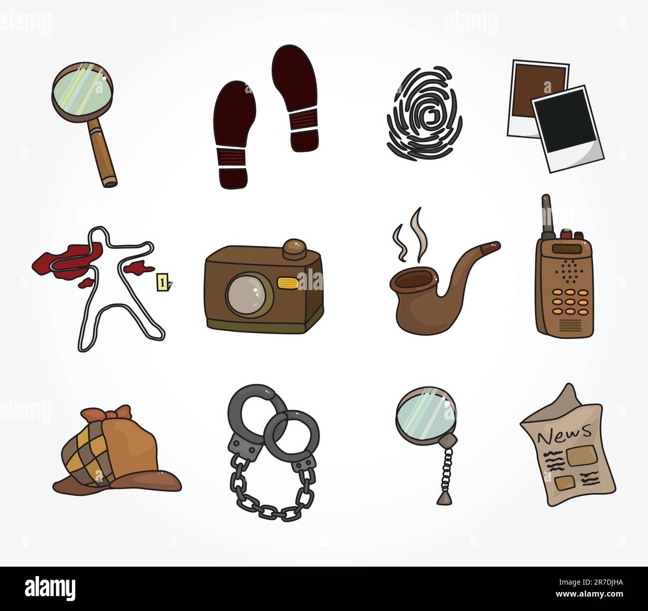 Cartoon detective equipment icon set Stock Vector Image & Art Alamy