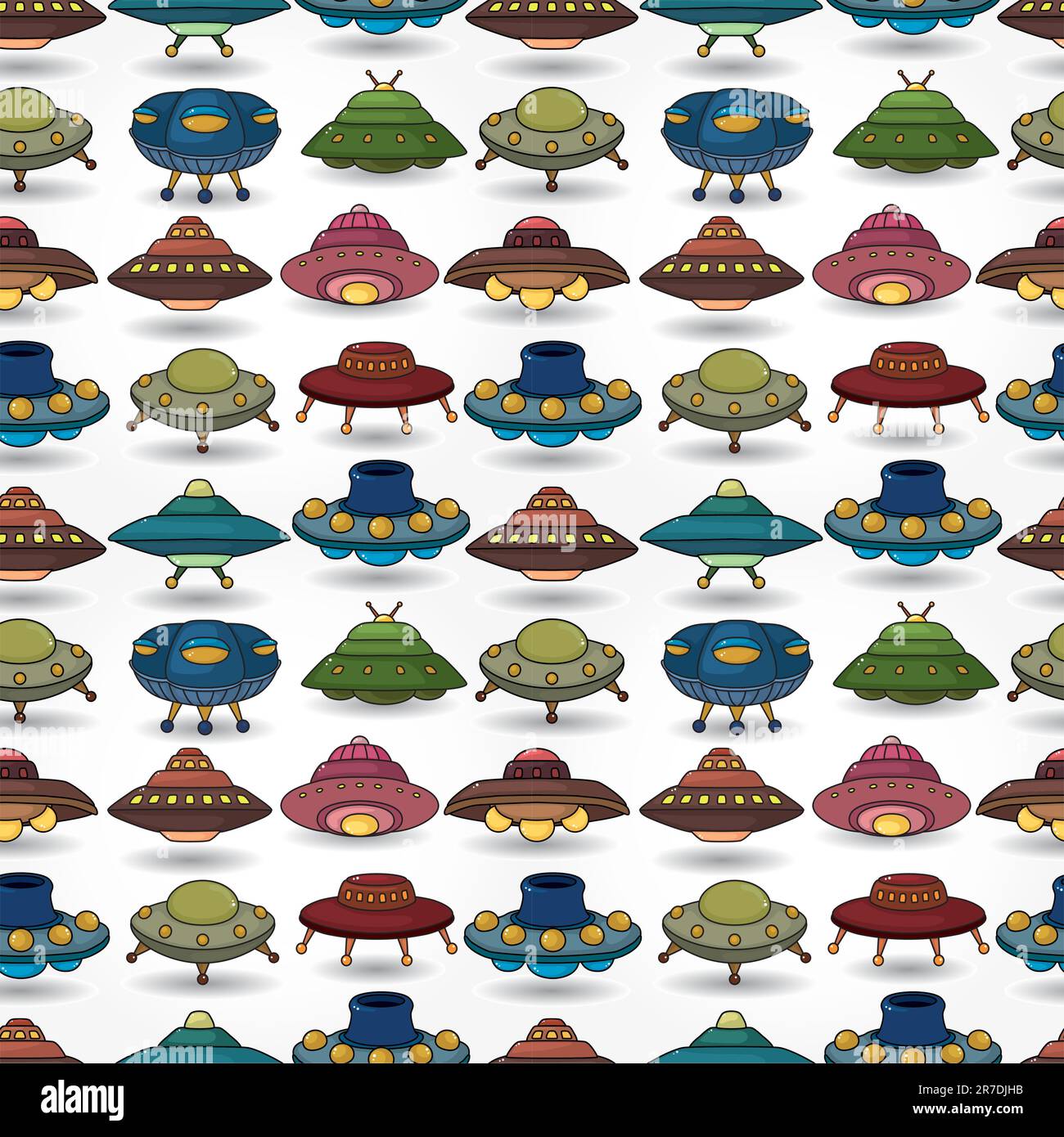 cartoon ufo spaceship seamless pattern Stock Vector Image & Art - Alamy