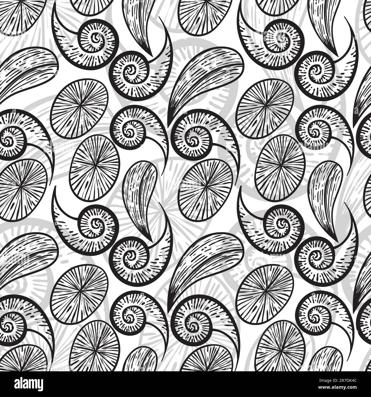 vector seamless abstract hand drawn monochrome pattern Stock Vector