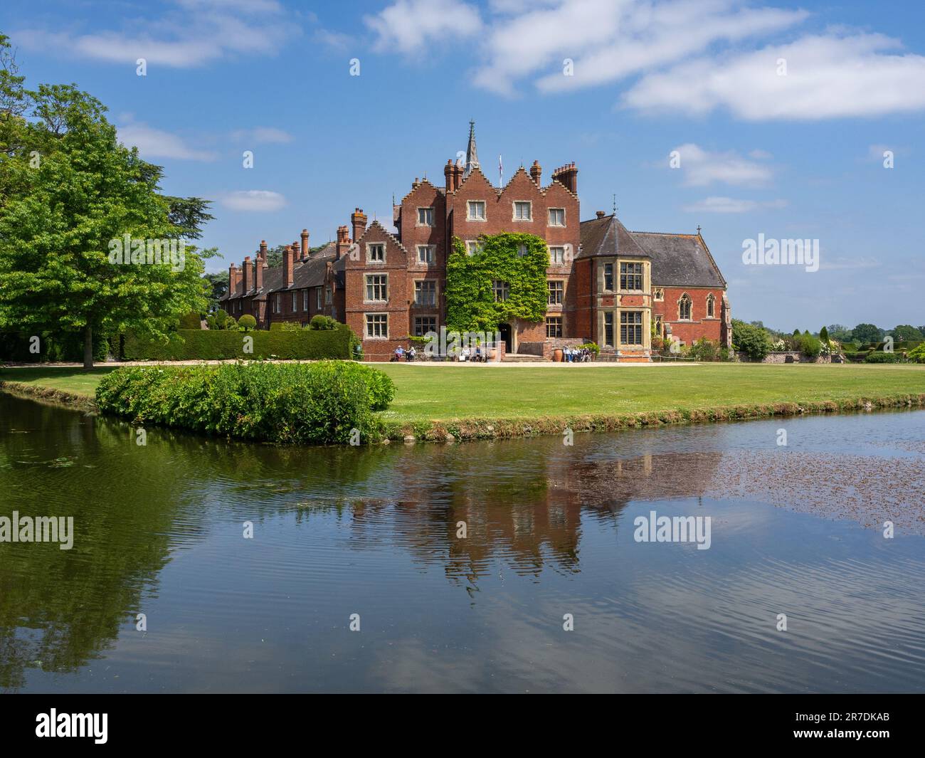 Madresfield Court, a Tudor moated country house with Victorian additions, Malvern, Worcestershire, UK Stock Photo