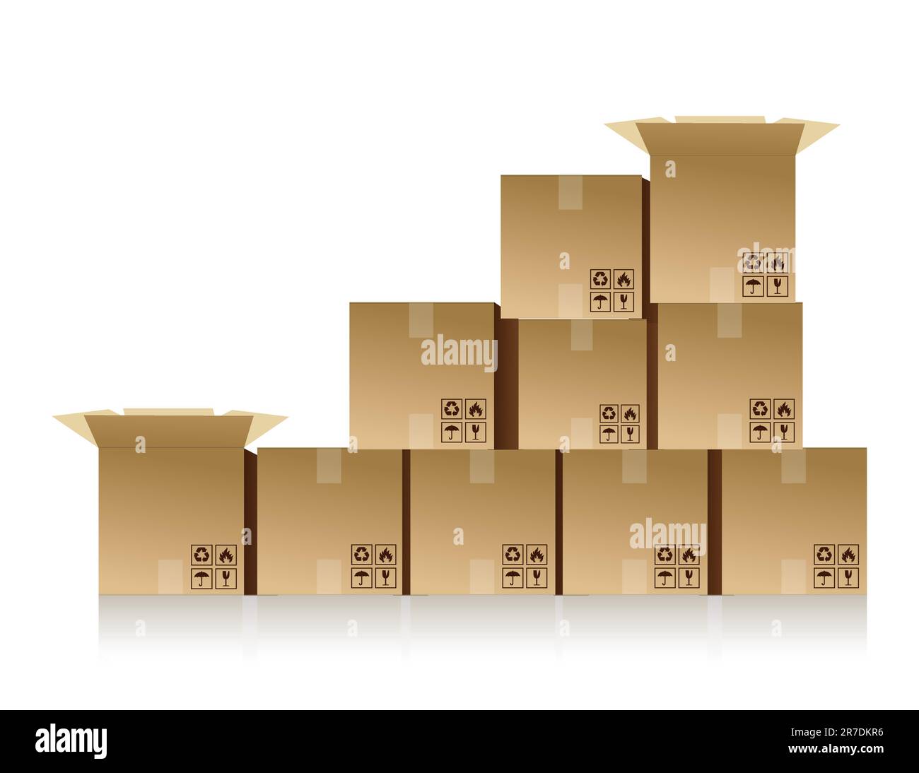 boxes stacked up over a white background Stock Vector