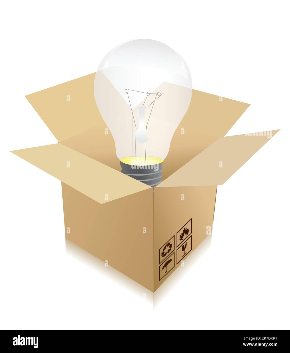 idea travel concept - bulb in box illustration design Stock Vector