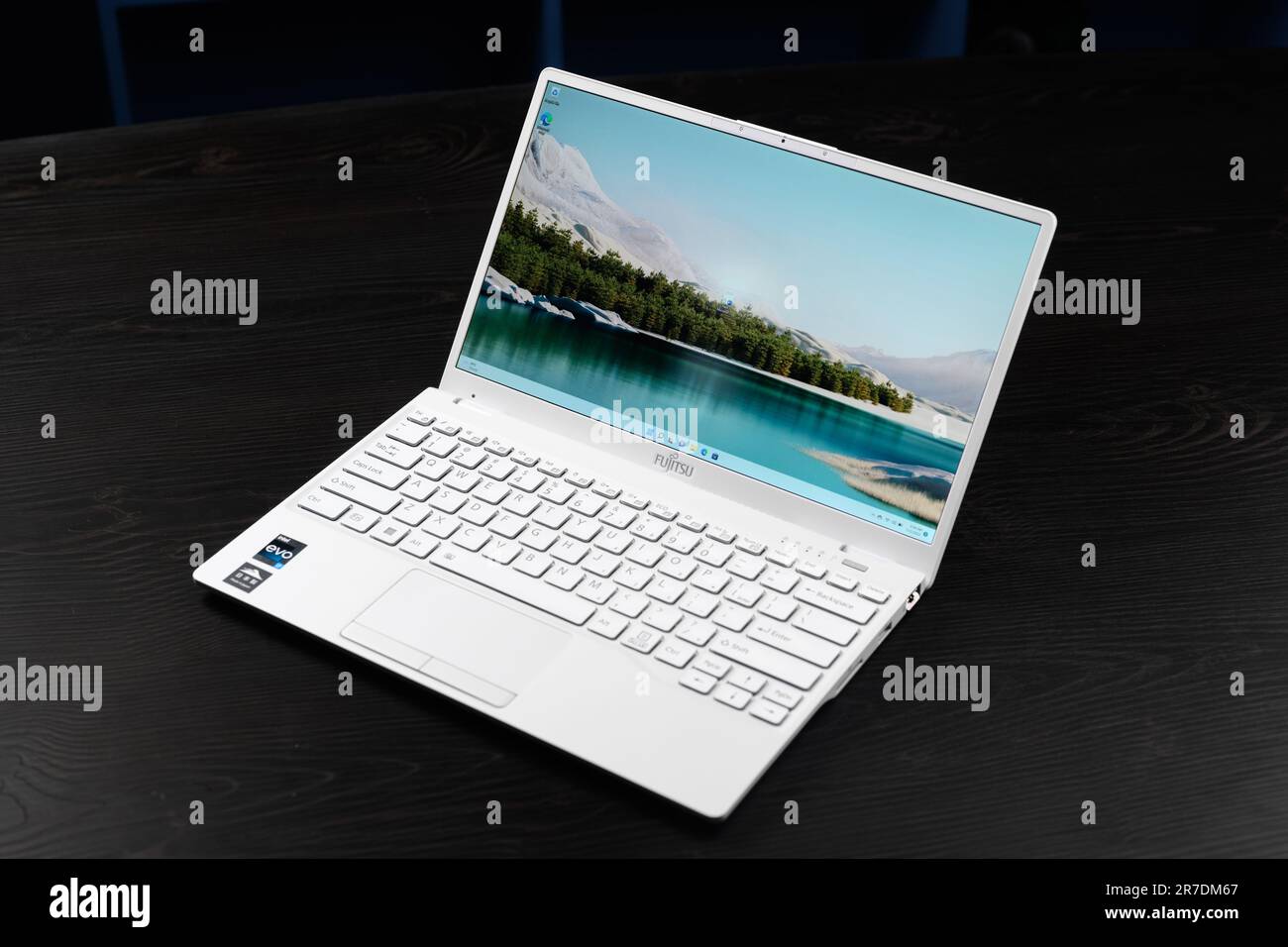 Ho Chi Minh city, Vietnam June 2023. Fujitsu Laptop Black isolation