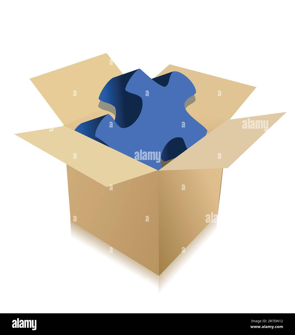 Cardboard box with puzzle on a white background Stock Vector Image