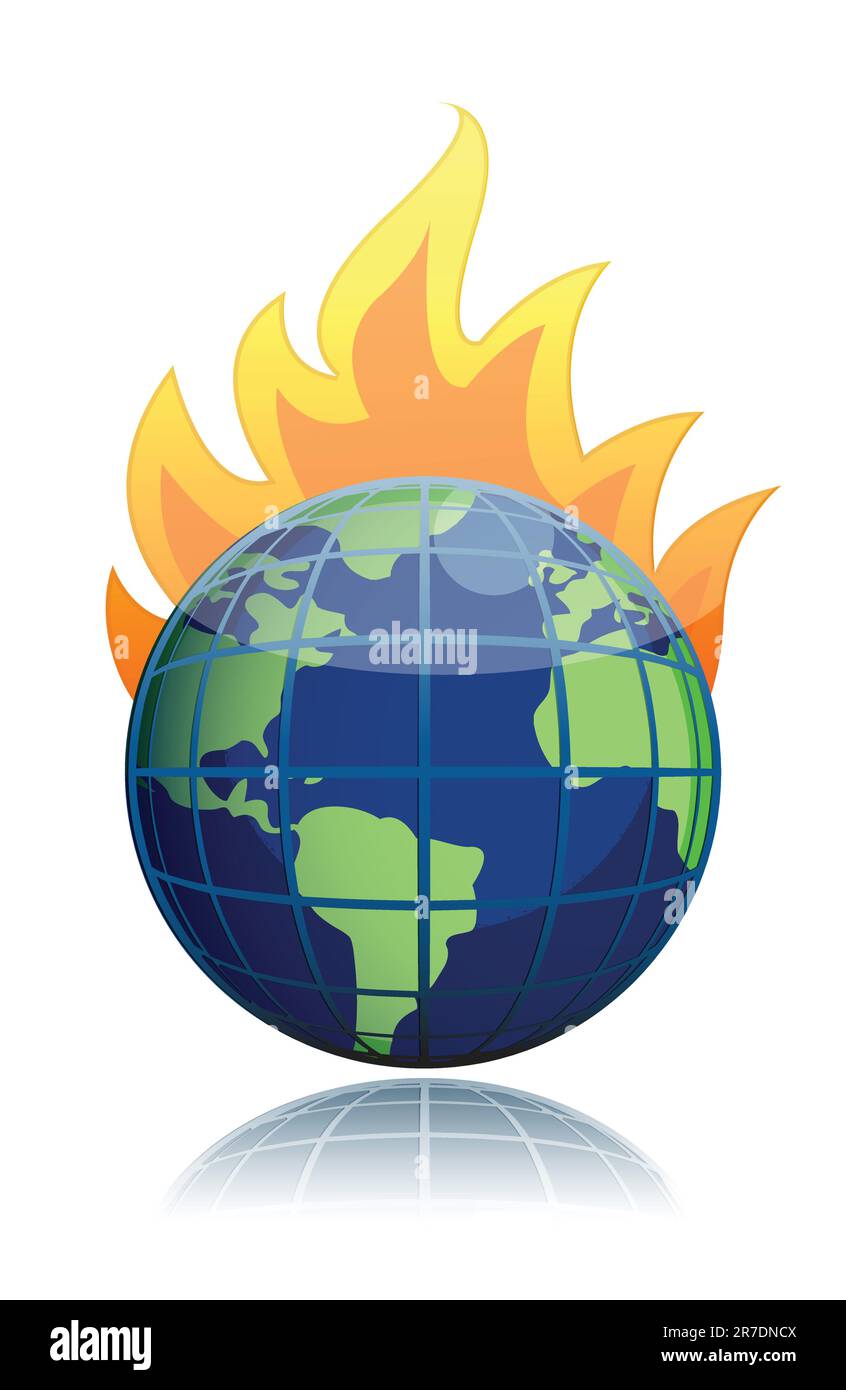 burning globe illustration design icon Stock Vector