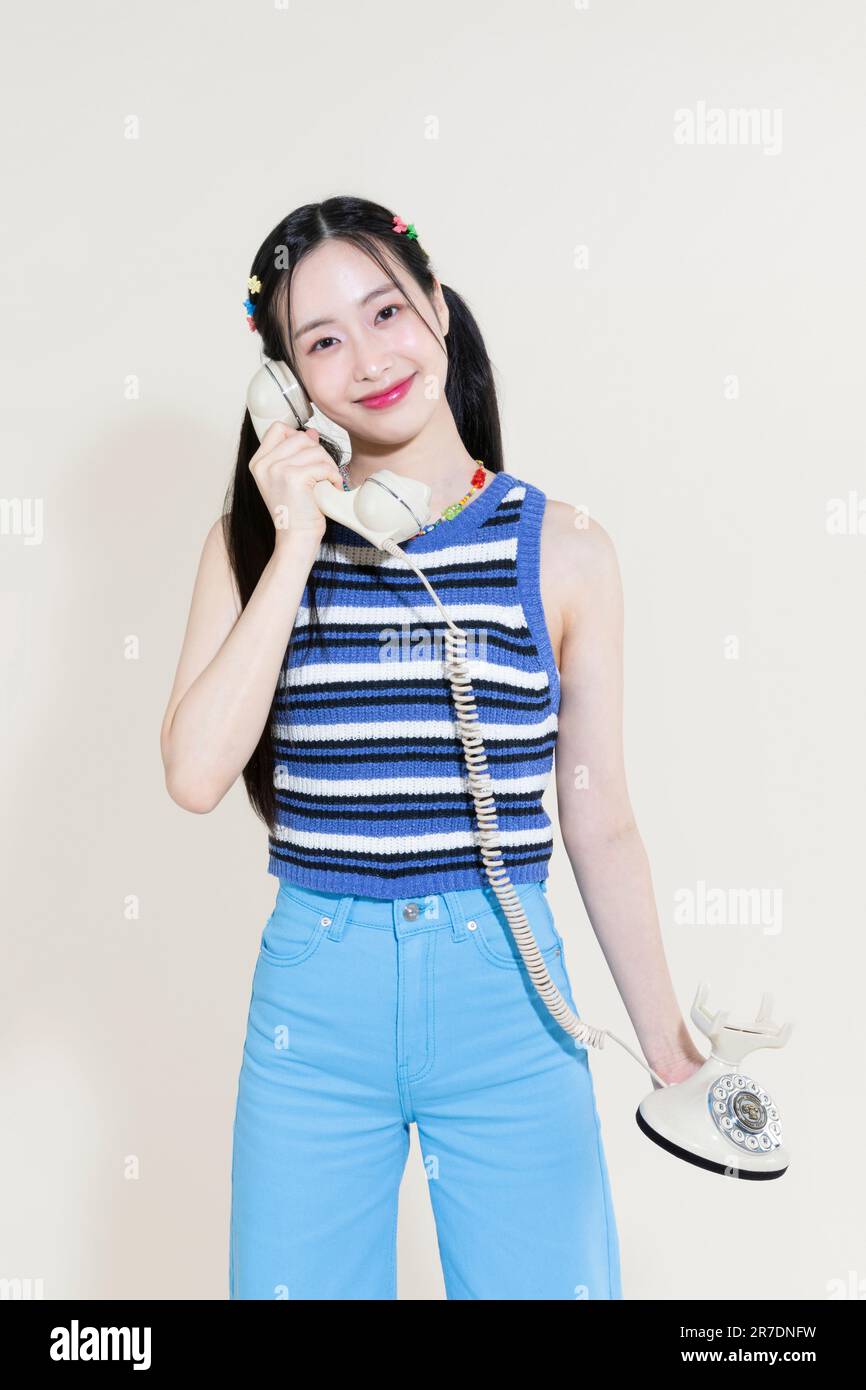 vintage y2k pink retro concept photo of korean asian cute woman 