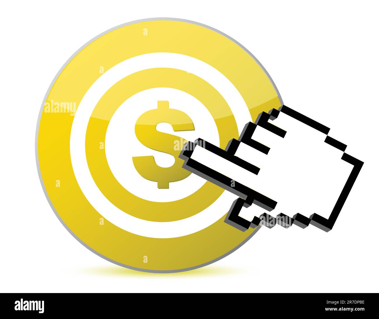 Target with dollar currency sign illustration with a hand cursor illustration Stock Vector