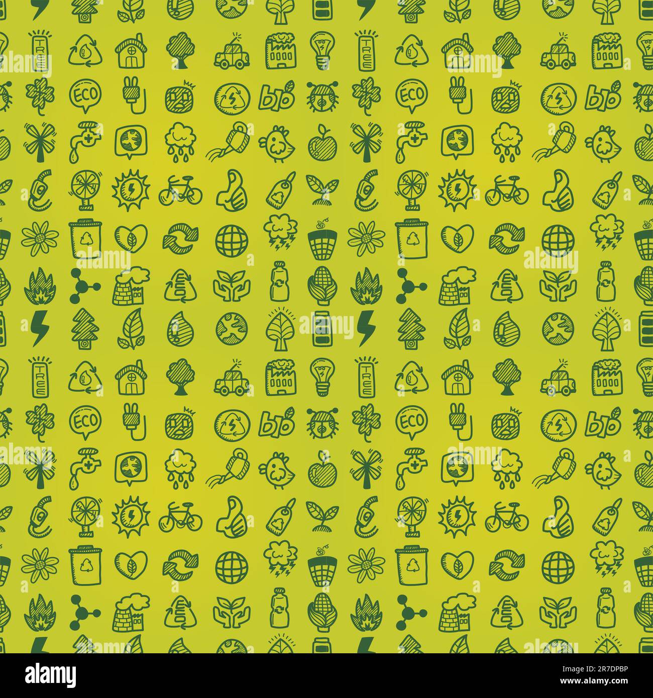 hand draw green eco seamless pattern Stock Vector