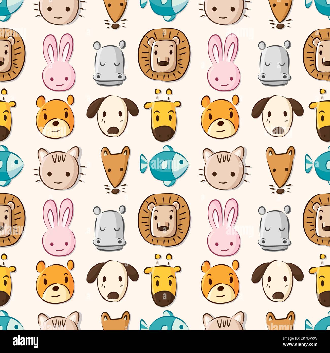Cartoon animal head seamless pattern Stock Vector Image & Art - Alamy