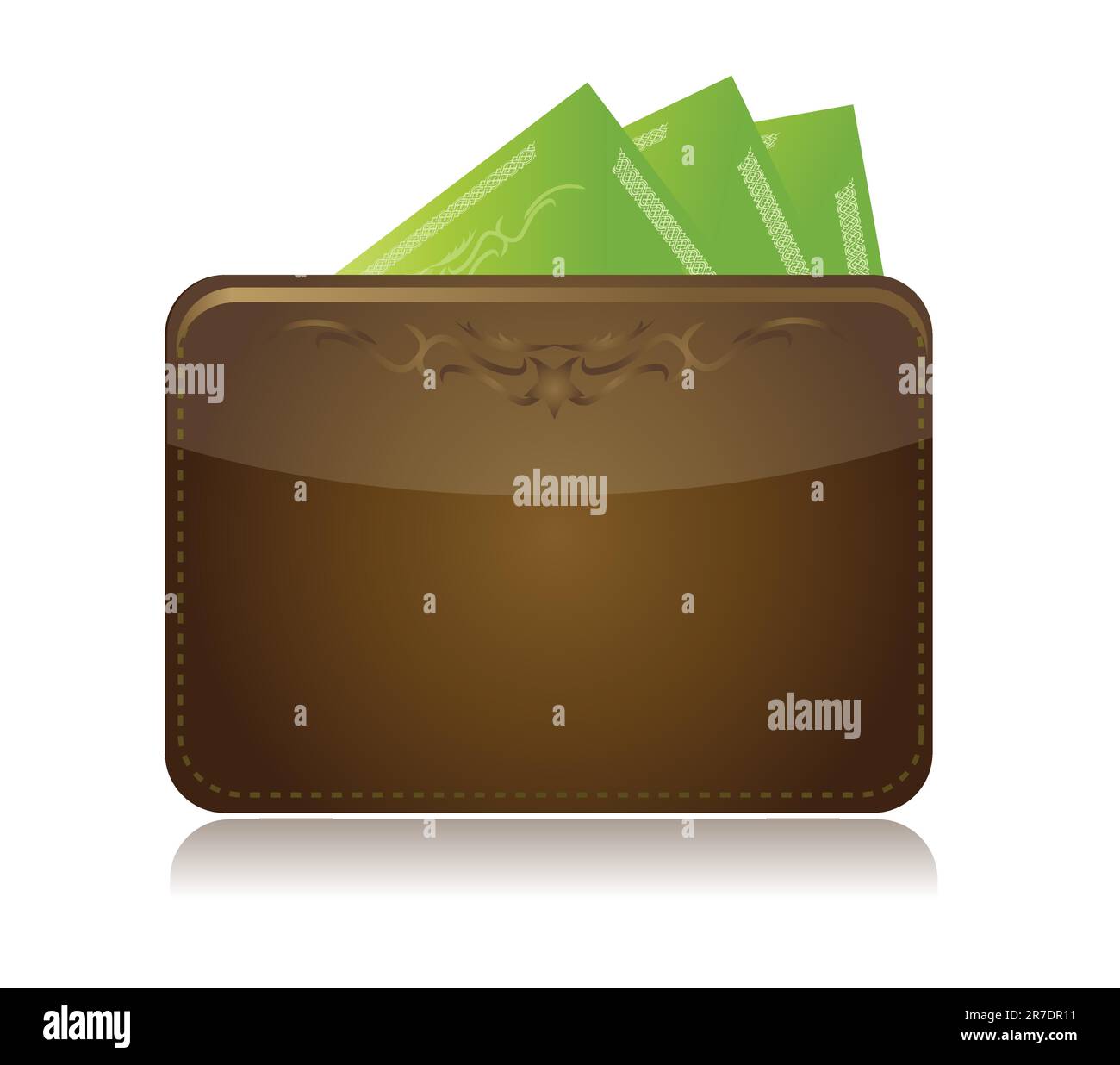 Brown leather wallet isolated over white Stock Vector