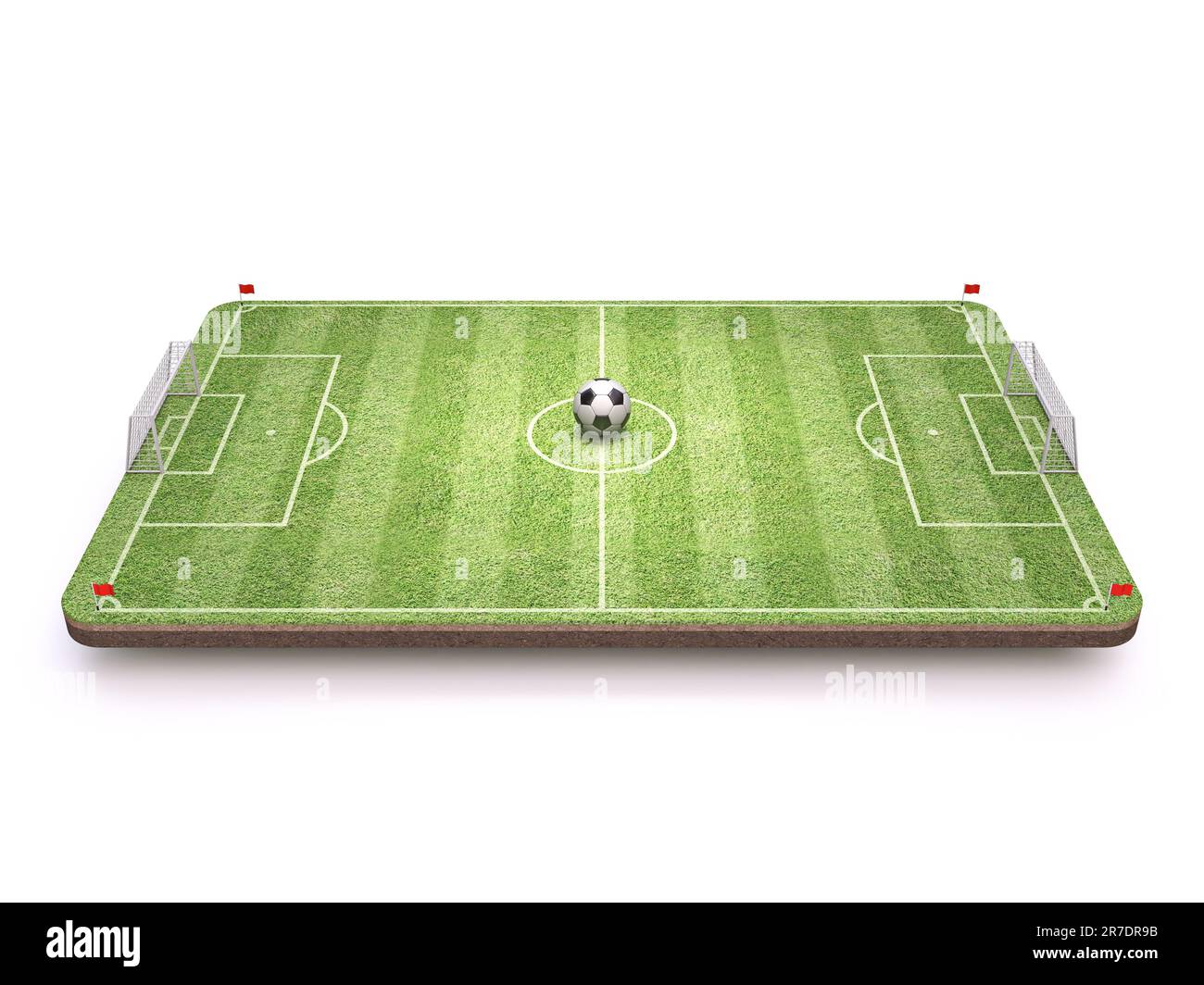 Football Soccer playground with ball Side view 3D rendering ...
