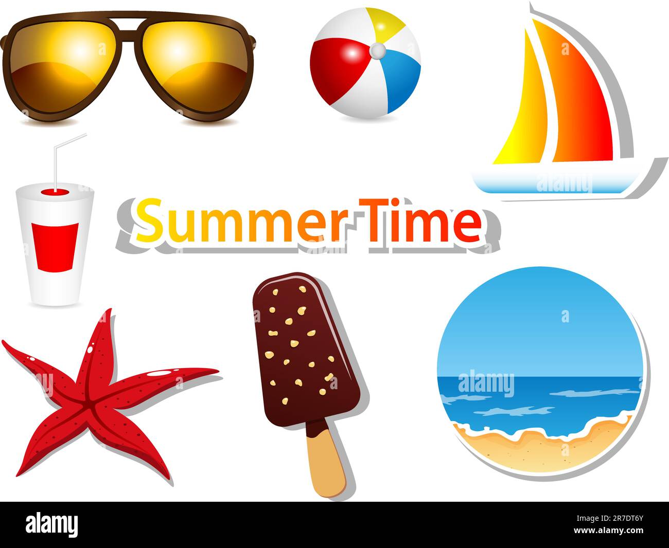 Vector set with summer icons Stock Vector Image & Art - Alamy