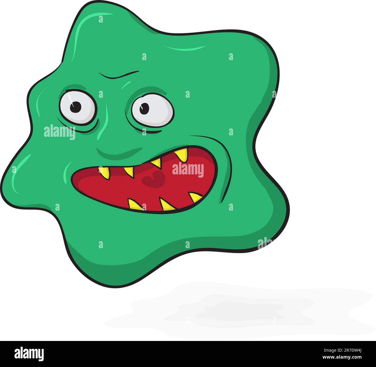 Evil scary green microbe - funny vector illustration eps8 Stock Vector
