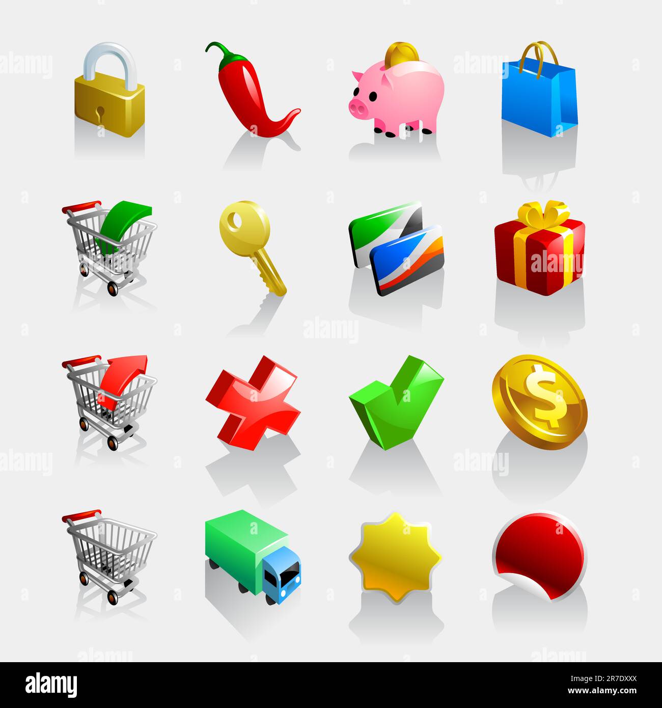 a set of 16 e-commerce icons for web site user interface Stock Vector