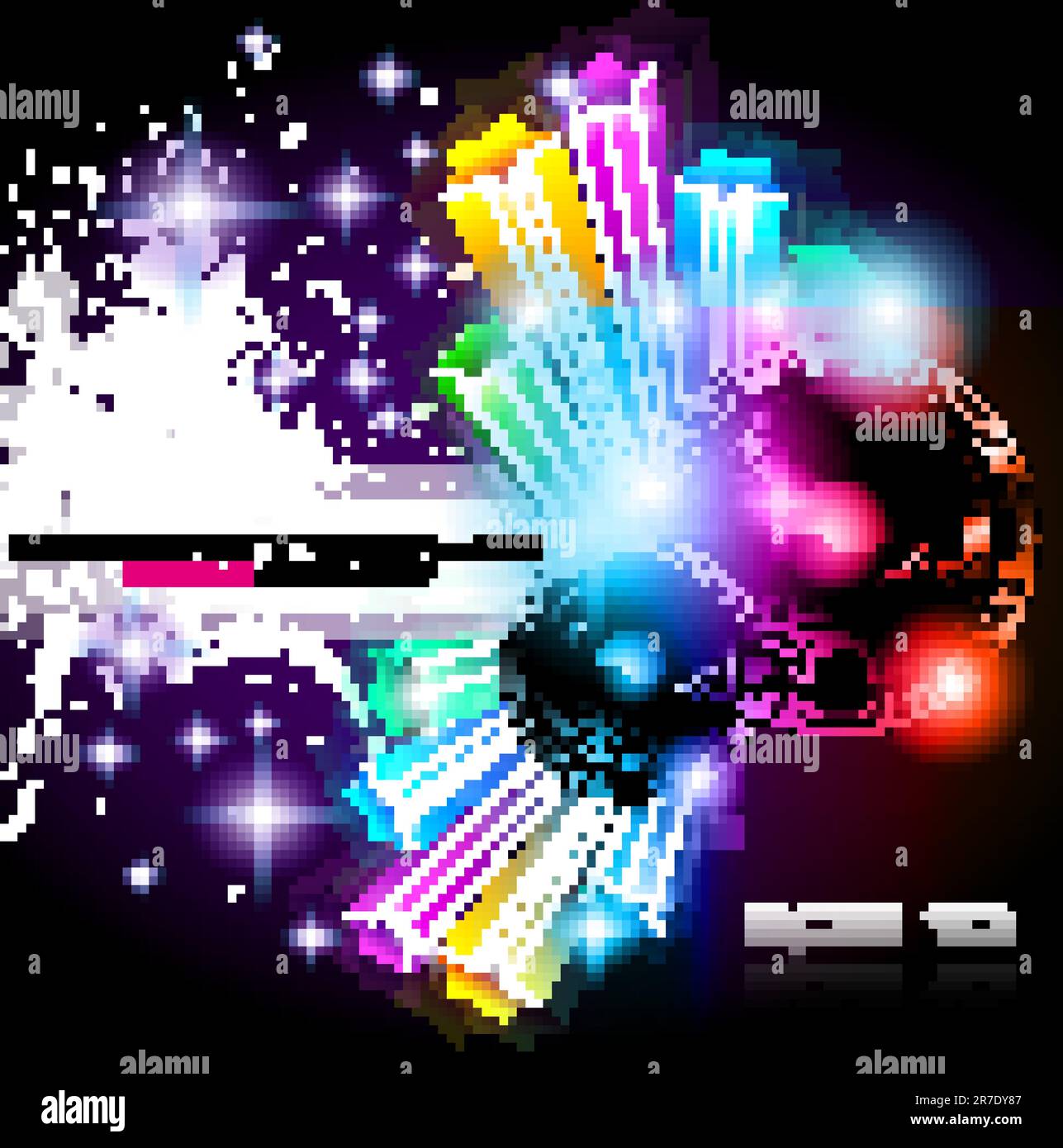 Alternative Discoteque Music Flyer with Attractive Rainbow Colours and an explosion of colurs and lights. Stock Vector