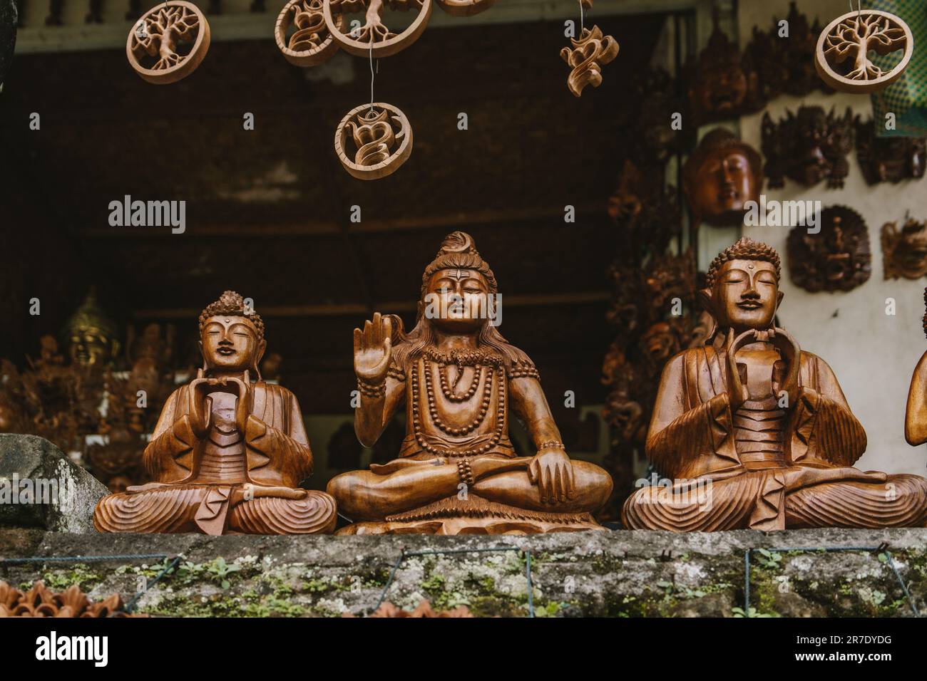 Buddha decorative statues with different hands gestures. Small buddhist