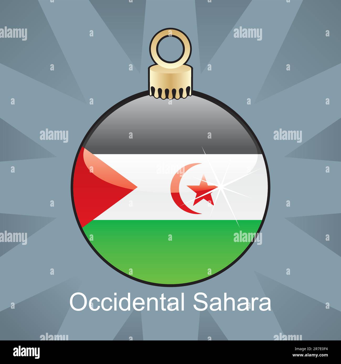 fully editable vector illustration of isolated occidental sahara flag in christmas bulb shape Stock Vector