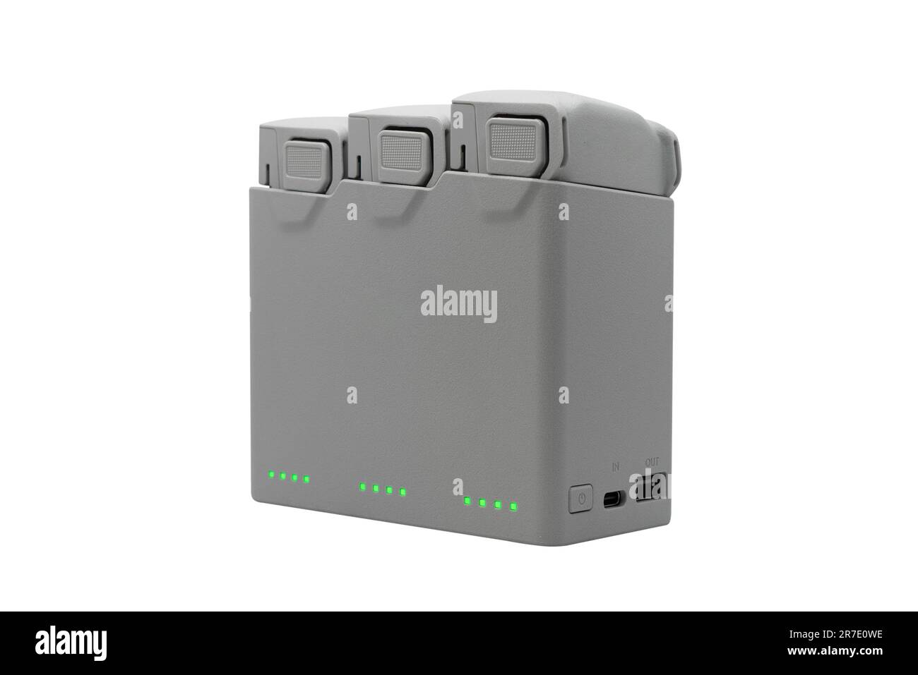 Intelligent drone battery charging station isolated on white background