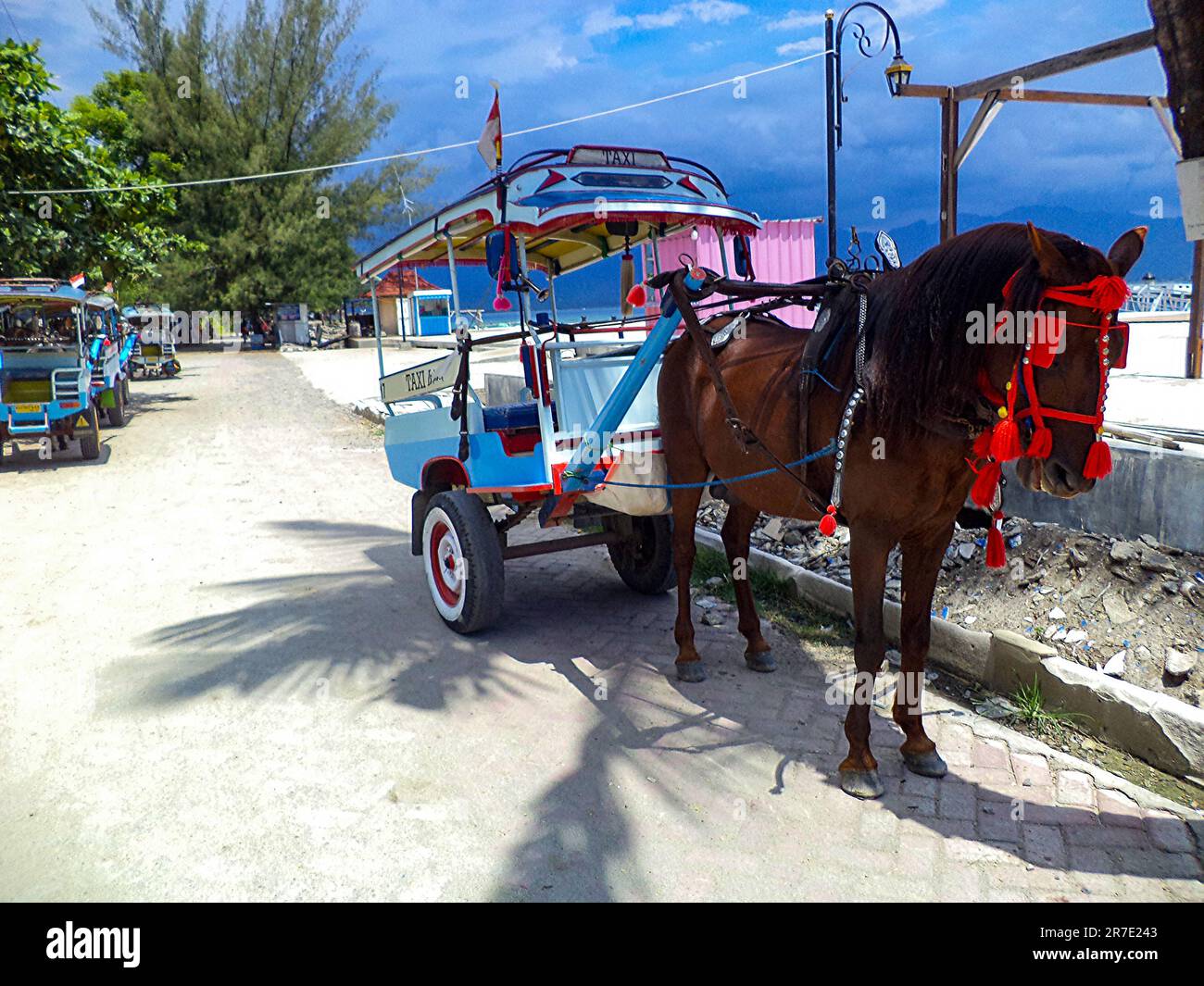 Horse carriage in Gili Air Island March 2023. Gili Islands are so small