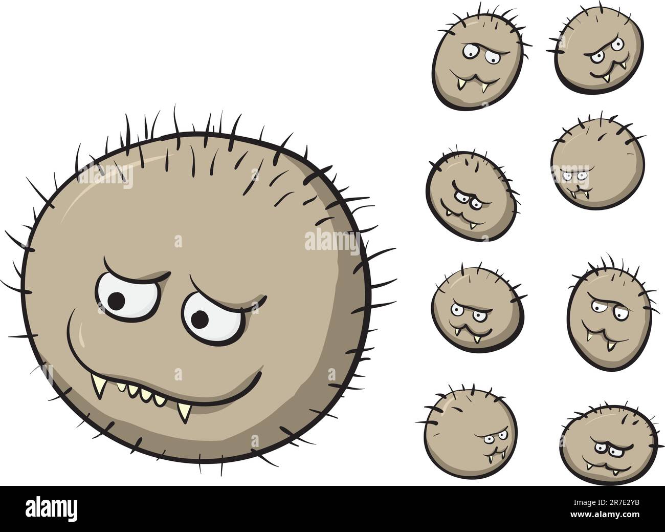 Funny vector picture - big germ and his children Stock Vector