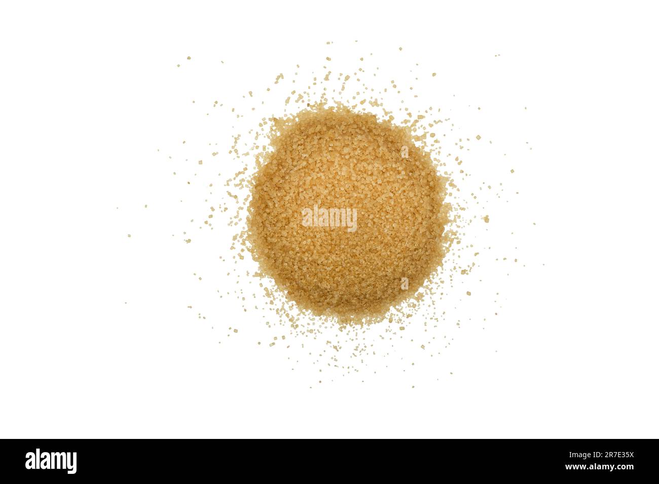 Brown sugar powder isolated on white background. Macro shot broen sugar texture isolated Stock