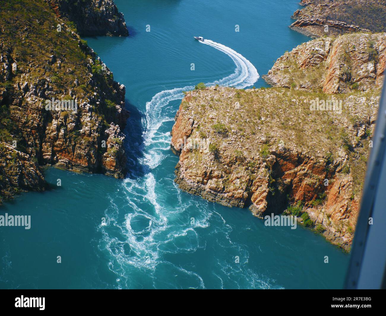 The Horizontal Falls from Above, The Kimberley Western Australia Stock Photo