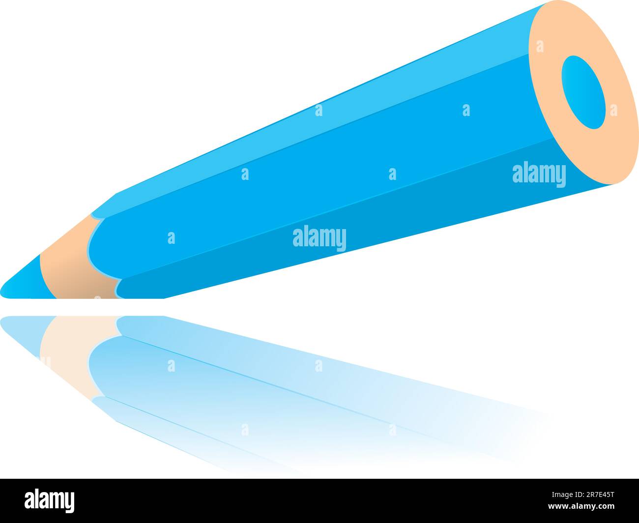 blue pencil drawing line vector illustration isolated on white