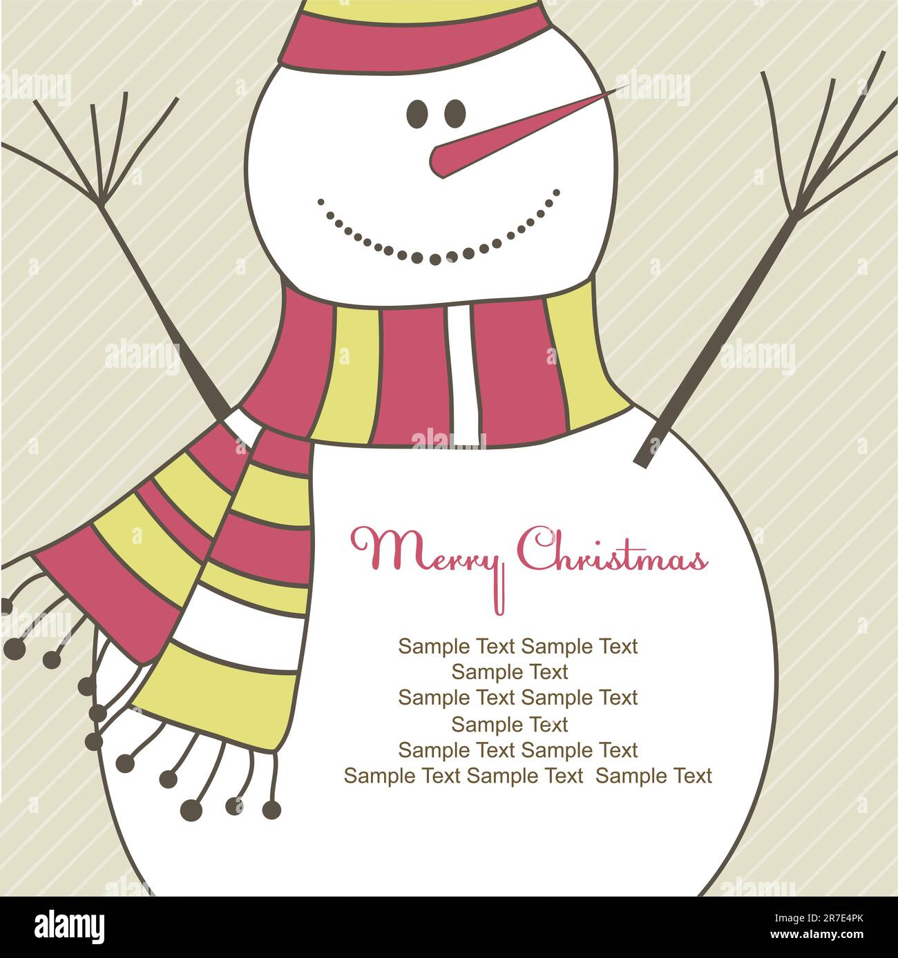 Christmas card with smiling snow man. Vector illustration Stock Vector ...