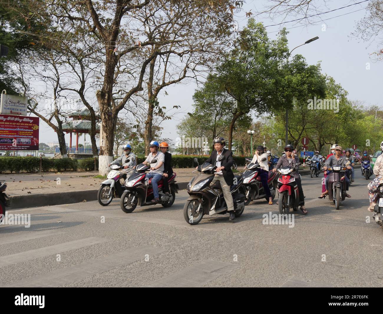 Traffic in Hue City, Vietnam Stock Photo