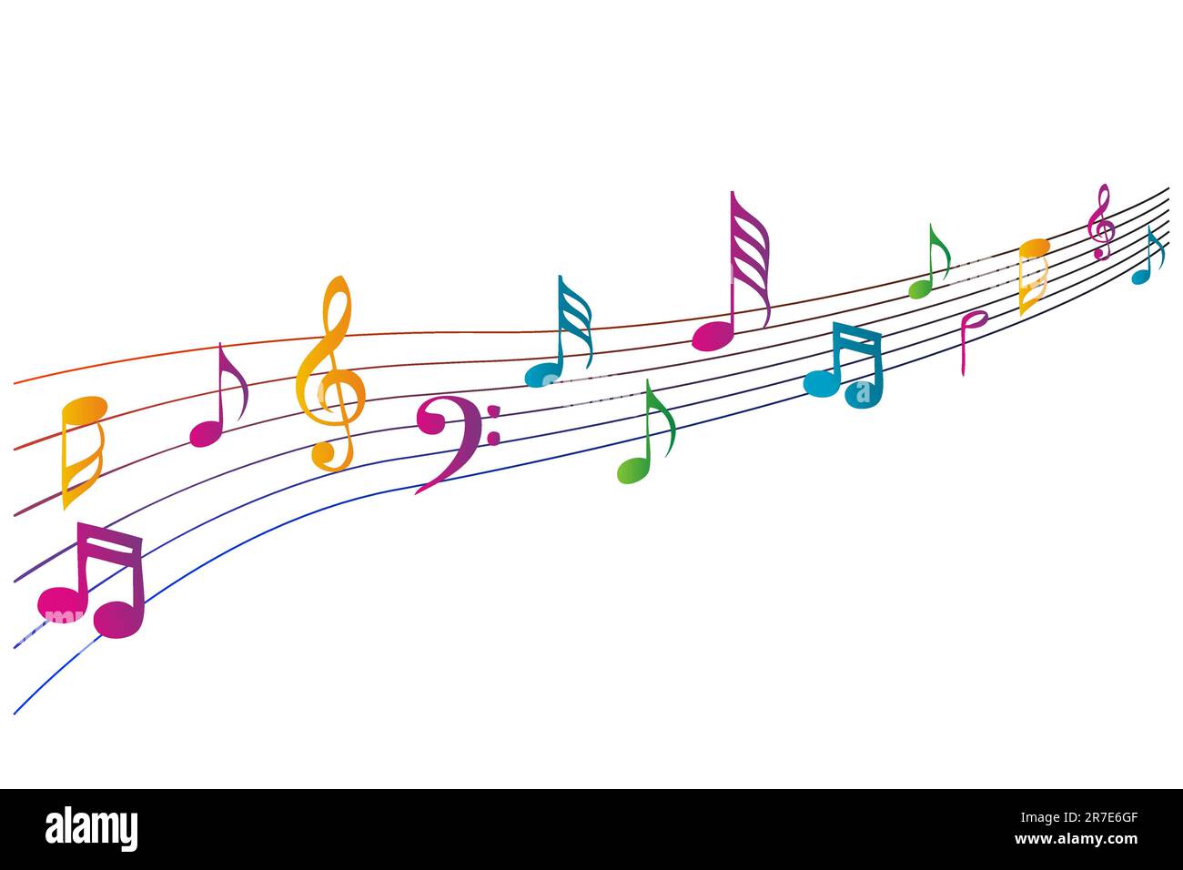 illustration of colorful music icons on white background Stock Vector ...